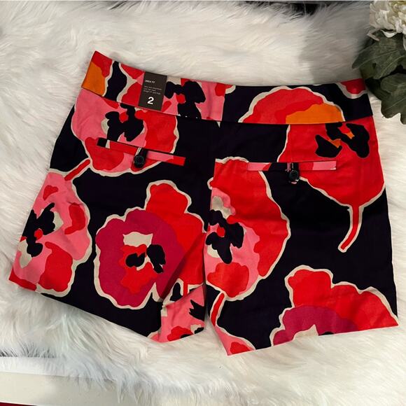 NEW The Limited Drew Fit Low Rise Watercolor Poppy Print Cotton Shorts Sz 2 NWT - Picture 4 of 15